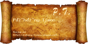 Páhány Timon névjegykártya